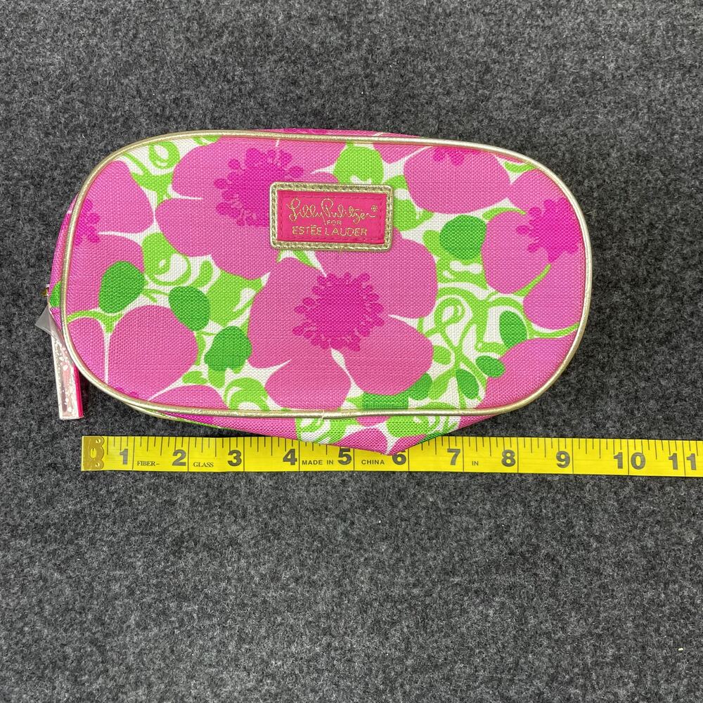 NEW Lilly Pulitzer Estee Lauder Cosmetic Makeup Bag Pink floral  Zipper Pouch - Picture 9 of 11